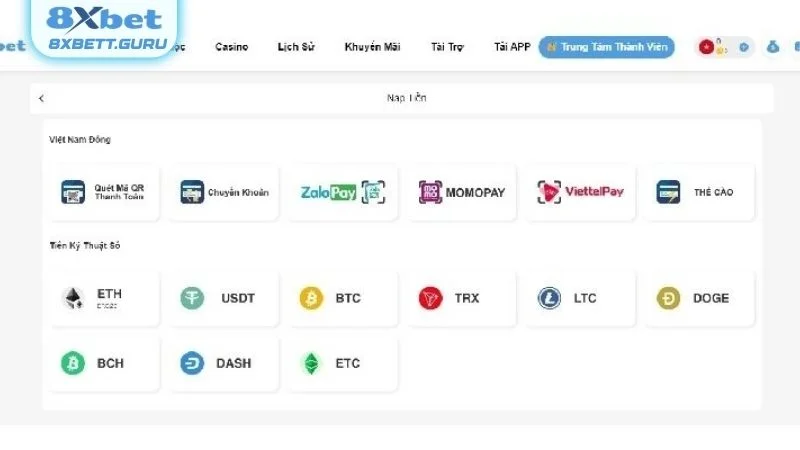 Nạp tiền 8XBET qua ngân hàng dễ dàng chỉ với 4 bước